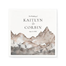 Trouwservietten met neutrale toon voor bergbruilof