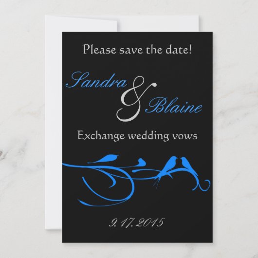 Trouwset - Bloei - Blauwe Vogel Save The Date (Voorkant)