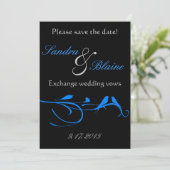 Trouwset - Bloei - Blauwe Vogel Save The Date (Staand voorkant)