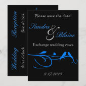 Trouwset - Bloei - Blauwe Vogel Save The Date (Voorkant / Achterkant)