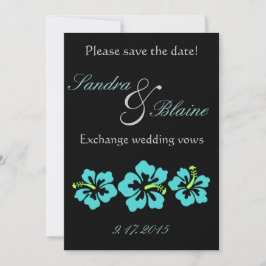 Trouwset - Hibiscus Blauwe Bloemen Save The Date