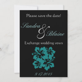 Trouwset - Hibiscus Turquoise Bloemen Save The Date