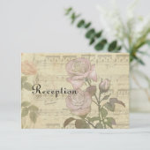 Trouwset met vintage roos en bladmuziek kaart (Staand voorkant)