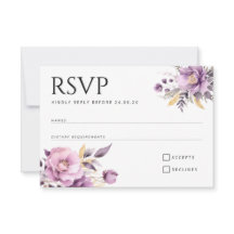 Trouwsierlijke lila bloemen RSVP