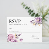 Trouwsierlijke lila bloemen RSVP (Staand voorkant)