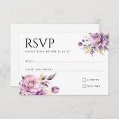 Trouwsierlijke lila bloemen RSVP (Voorkant / Achterkant)