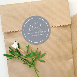 Trouwsimpele stoffige blauwe kalligrafie Schrift t Ronde Sticker