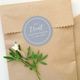 Trouwsimpele stoffige blauwe kalligrafie script tr ronde sticker