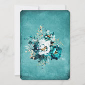 Trouwsjabloon Groenblauw en Goud Kaart (Achterkant)