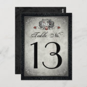 Trouwskeletten Zwart Grijs & Hart Tafelnummers (Voorkant / Achterkant)