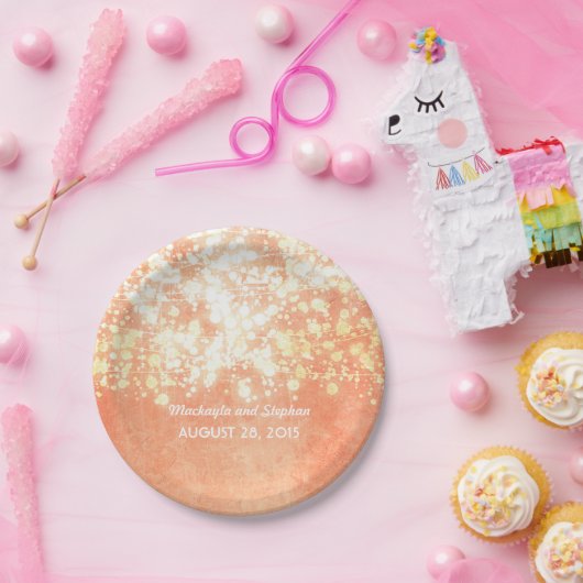 trouwsnaren lichten goud en perzikshimmer papieren bordje (Feest)