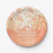 trouwsnaren lichten goud en perzikshimmer papieren bordje (Voorkant)