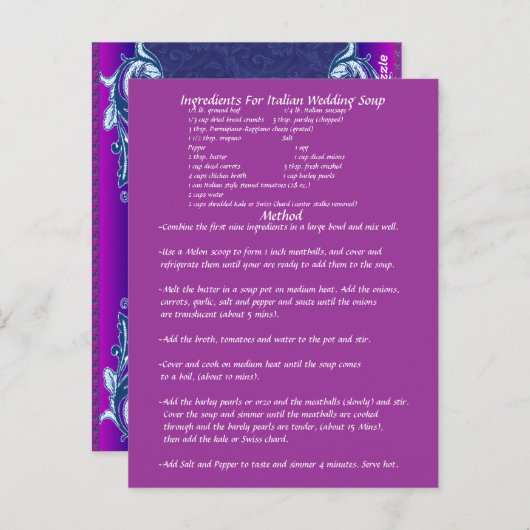 Trouwsoep cadeau recept Kaart (Voorkant / Achterkant)