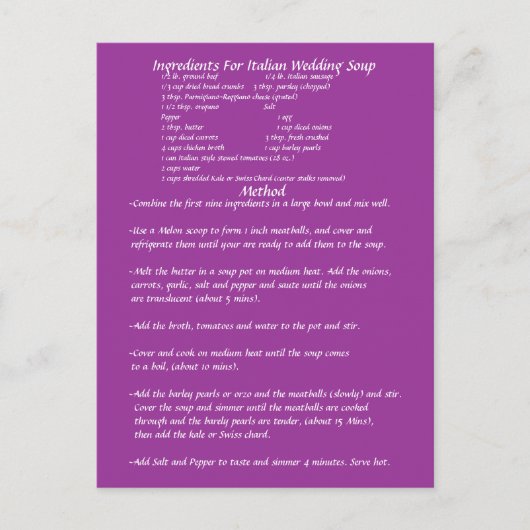 Trouwsoep cadeau recept Kaart (Voorkant)
