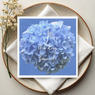 Trouwspreuk Blauwe Hortensia Bloemen Servet