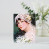 Trouwster met vintage stijl briefkaart (Staand voorkant)