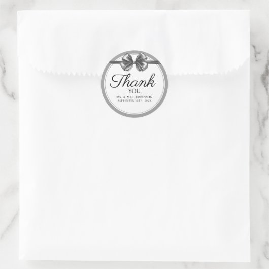 Trouwsticker bedankt. ronde sticker (Tas)