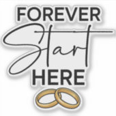 Trouwsticker 'Eeuwig Begin Hier' Sticker (Voorkant)