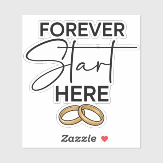 Trouwsticker 'Eeuwig Begin Hier' Sticker (Vel)