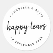 Trouwsticker | Gelukkig Tranen Tissue Pakket Label (Voorkant)
