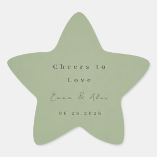 Trouwsticker in saliegroen ster sticker