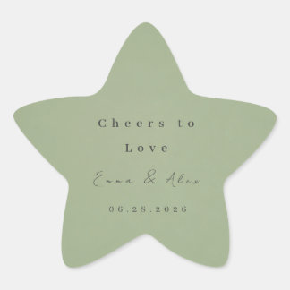 Trouwsticker in saliegroen ster sticker