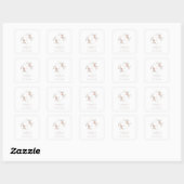 Trouwsticker met bloemendesign en monogram vierkante sticker (Vel)