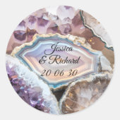 Trouwsticker met geodekristal op maat ronde sticker (Voorkant)