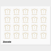 Trouwsticker met monogram van koppel in goud vierkante sticker (Vel)