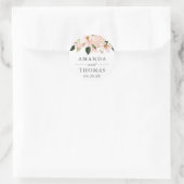 Trouwsticker met Roze Hortensia Bloemen Ronde Sticker (Tas)