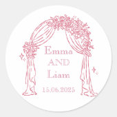 Trouwsticker Roze Blozen Ronde Sticker (Voorkant)