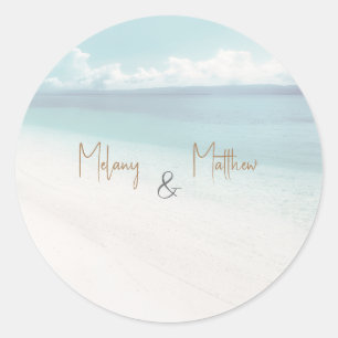 Trouwsticker Strand Oceaan Zeezicht Ronde Sticker