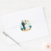 Trouwstickers aan zee ronde sticker (Envelop)