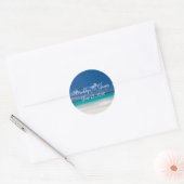 Trouwstickers Blauwe Strand Ronde Sticker (Envelop)