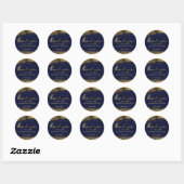Trouwstickers | Blauwe Waterverf Abstract verguld Ronde Sticker (Vel)