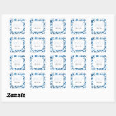 Trouwstickers Chintz Blauw & Wit Bloemen Ditsy Vierkante Sticker (Vel)