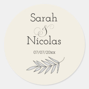 Trouwstickers gepersonaliseerd minimalistisch ronde sticker