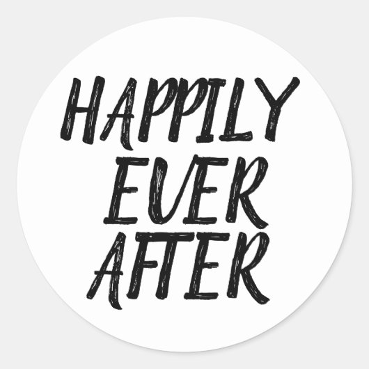 TROUWSTICKERS HAPPILY EVER AFTER RONDE STICKER (Voorkant)