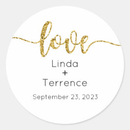 Trouwstickers, huwelijksetiketten, script, liefde ronde sticker