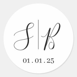 Trouwstickers Initiaal labels | Rond wit