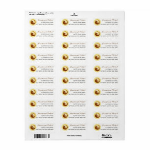 TROUWSTICKERS-LABELS. Gouden YinYang duiven. Etiket