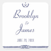 Trouwstickers met ankers in nautische stijl vierkante sticker (Voorkant)