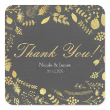 Trouwstickers met koolgrijze en gouden bloemen