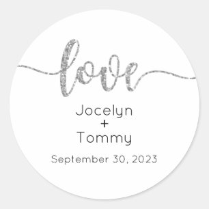Trouwstickers, Trouwlabels, Script, Liefde Ronde Sticker