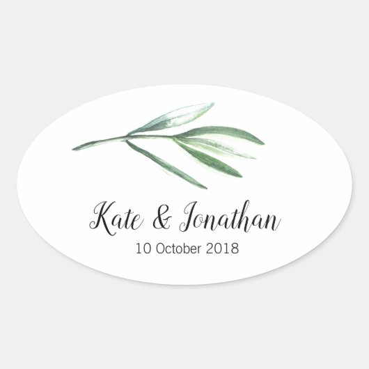 Trouwstickers voor gunsten ovale sticker (Voorkant)