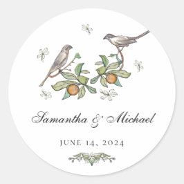 Trouwstickers voor Liefdesvogels Ronde Sticker