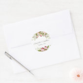 Trouwstickers Waterverf Roze Rozen Ronde Sticker (Envelop)