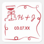 Trouwstickers Whimsical Hand getrokken illustratie Vierkante Sticker (Voorkant)