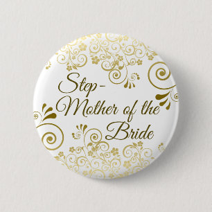 Trouwstiefmoeder van de bruid Gold Frilly Ronde Button 5,7 Cm