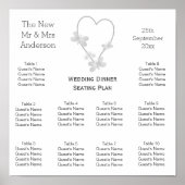 Trouwstoel Grafiek Zilveren Hart Vlinders Poster (Voorkant)